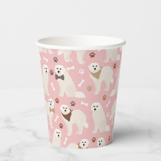 Große Pyrenäen Papieren und Knochen Papiergruppen Pappbecher (Rückseite)