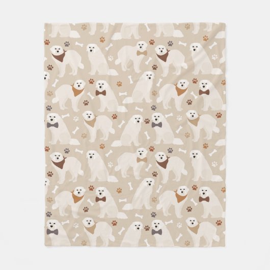 Große Pyrenäen Paws and Bones Fleece Blanket (Vorderseite)