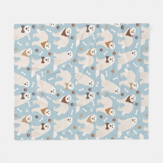 Große Pyrenäen Paws und Knochen Fleecedecke (Vorderseite (Horizontal))