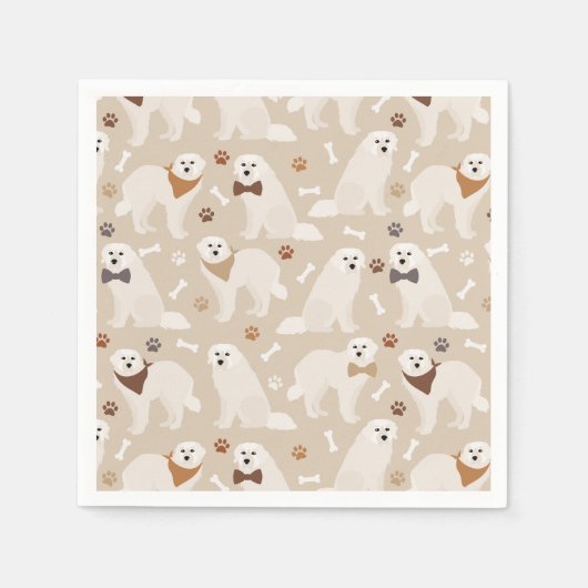 Große Pyrenäen Pfauen und Knochen Napkins Serviette (Vorderseite)