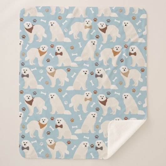Große Pyrenäen Pfoten und Knochen Sherpa Blanket Sherpadecke (Vorderseite)