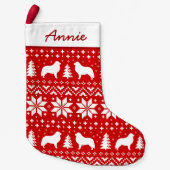 Große Pyrenäen-Silhouette-Muster-Rot und Weiß Kleiner Weihnachtsstrumpf (Vorderseite)