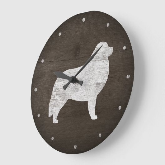 Große Pyrenäen Silhouette Rustikal Große Wanduhr (Winkel)