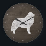 Große Pyrenäen Silhouette Rustikal Große Wanduhr<br><div class="desc">Die Wall-Uhr der großen Pyrenäen. Holzdesign ist bedruckt,  nicht echtes Holz.</div>