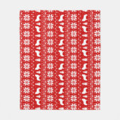 Große Pyrenäen-Silhouette-Weihnachtsmuster-Rot Fleecedecke (Vorderseite)