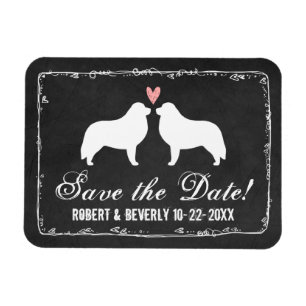 Große Pyrenäen Silhouetten Hochzeit Termin vormerk Magnet