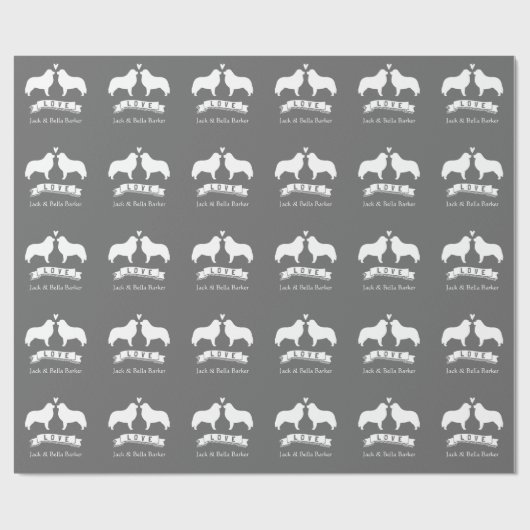 Große Pyrenäen Silhouetten mit Text Geschenkpapier (Flach)