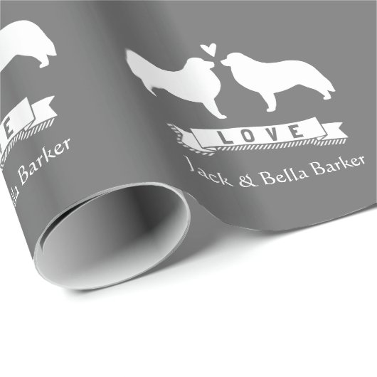 Große Pyrenäen Silhouetten mit Text Geschenkpapier (Rolleneckpunkt)