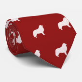 Große Pyrenäen Silhouetten Muster rot und weiß Krawatte (Gerollt)