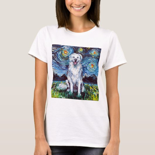 Große Pyrenäen Starry Night Big White Hund Art by T-Shirt (Vorderseite)
