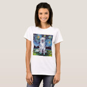 Große Pyrenäen Starry Night Big White Hund Art by T-Shirt (Vorne ganz)