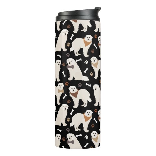 Große Pyrenäen und Knochen Thermal Tumbler Thermosbecher (Nach links gedreht)