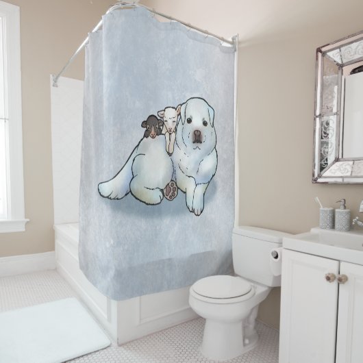 Große Pyrenäen und Lämmer Duschvorhang (Beispiel)