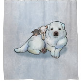 Große Pyrenäen und Lämmer Duschvorhang (Vorderseite)