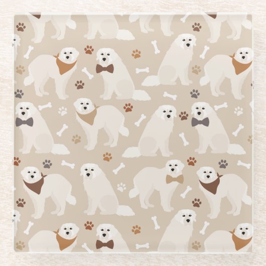 Große Pyrenäen Untersetzer aus Glattglas (Vorderseite)