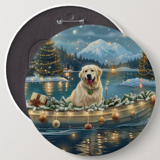 Große Pyrenäen Weihnachten Feierliche Reise Button (Vorne & Hinten)