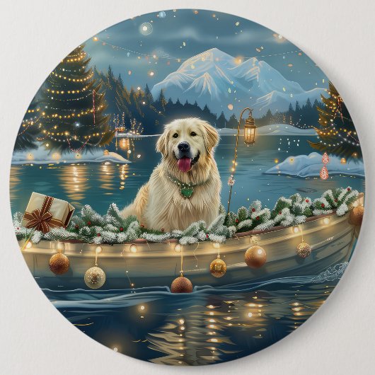 Große Pyrenäen Weihnachten Feierliche Reise Button (Vorderseite)