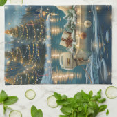 Große Pyrenäen Weihnachten Feierliche Reise Geschirrtuch (Gefaltet)