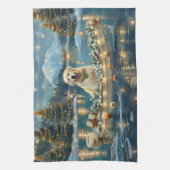 Große Pyrenäen Weihnachten Feierliche Reise Geschirrtuch (Vertikal)