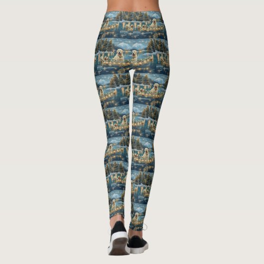 Große Pyrenäen Weihnachten Feierliche Reise Leggings (Rückseite)