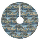 Große Pyrenäen Weihnachten Feierliche Reise Polyester Weihnachtsbaumdecke (Vorderseite)