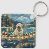 Große Pyrenäen Weihnachten Feierliche Reise Schlüsselanhänger (Rückseite)