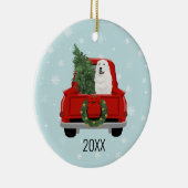 Große Pyrenäen Weihnachten Roter Truck Keramik Ornament (Rechts)
