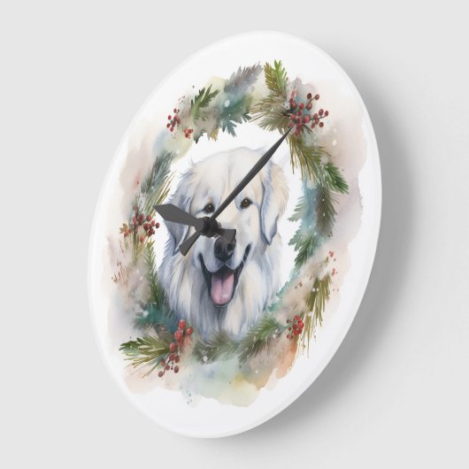 Große Pyrenäen Weihnachtsfeiertag Große Wanduhr (Winkel)