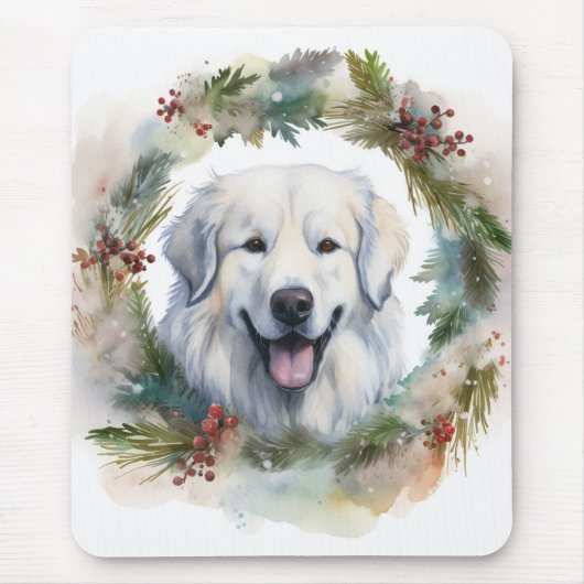 Große Pyrenäen Weihnachtsfeiertag Mousepad (Vorne)