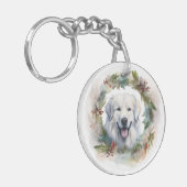 Große Pyrenäen Weihnachtsfeiertag Schlüsselanhänger (Vorderseite links)