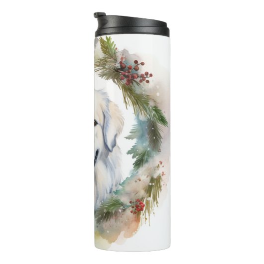 Große Pyrenäen Weihnachtsfeiertag Thermosbecher (Nach rechts gedreht)