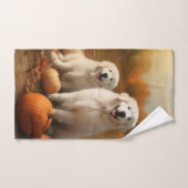 Große Pyrenäen Welpen Herbst Kürbis Badhandtuch Set (Handtuch)
