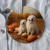 Große Pyrenäen Welpen Herbst Kürbis Button (Beispiel)