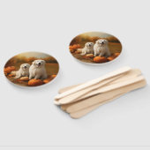 Große Pyrenäen Welpen Herbst Kürbis Fächer (Non-assembled)