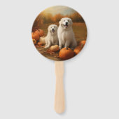 Große Pyrenäen Welpen Herbst Kürbis Fächer (Vorderseite)