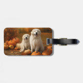 Große Pyrenäen Welpen Herbst Kürbis Gepäckanhänger (Rückseite horizontal)