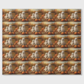 Große Pyrenäen Welpen Herbst Kürbis Geschenkpapier (Flach)