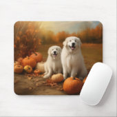 Große Pyrenäen Welpen Herbst Kürbis Mousepad (Mit Mouse)