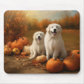 Große Pyrenäen Welpen Herbst Kürbis Mousepad (Vorne)