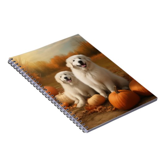 Große Pyrenäen Welpen Herbst Kürbis Notizblock (Rechte Seite)