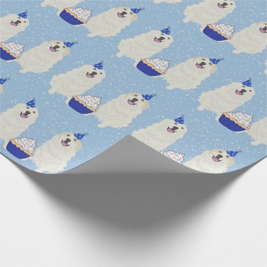 Große Pyrenäen zum Geburtstag Geschenkpapier (Ecke)