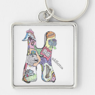 große quadratische Schlüsselkette:  "H " uddlest Schlüsselanhänger