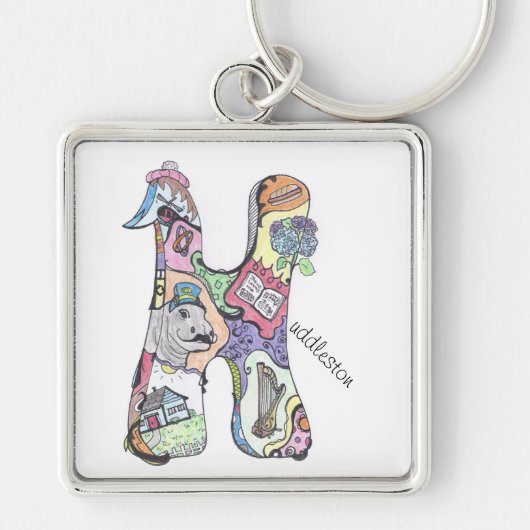 große quadratische Schlüsselkette: "H " uddleston Schlüsselanhänger (Vorne)