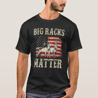 Große Racks Materie Hirsche Jagd Vintage US-Flagge T-Shirt