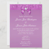Große Radiant Orchid Sequins Bow & Diamond Wedding Einladung (Rückseite)