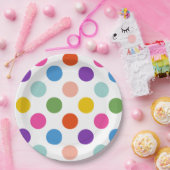 Große Rainbow-farbene Polka Dots Muster Pappteller (Party)