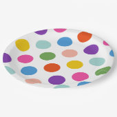 Große Rainbow-farbene Polka Dots Muster Pappteller (Schrägansicht)
