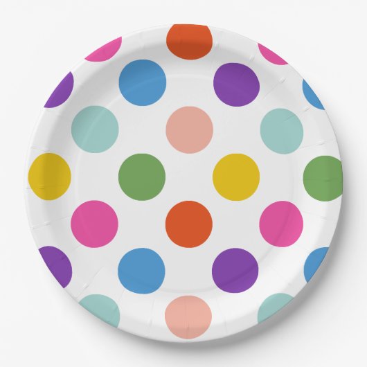 Große Rainbow-farbene Polka Dots Muster Pappteller (Vorderseite)
