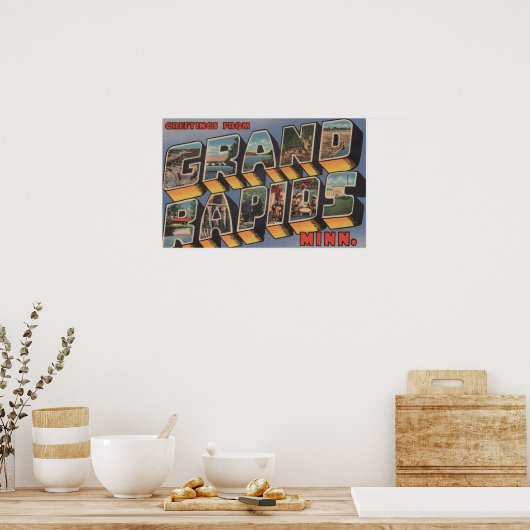 Große Rapiden, Minnesota - Große Buchstabenszenen Poster (Küche)