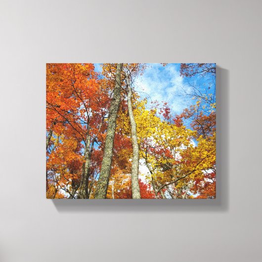 Große, rauchige Berge farbenfrohe Herbstlaube Leinwanddruck (Vorderseite)